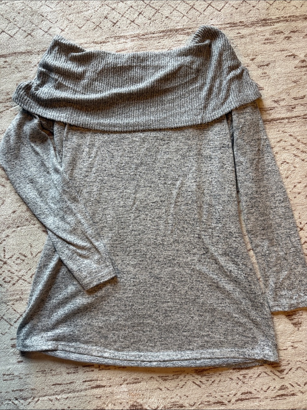 Maurices Light Gray Off-the-Shoulder Cowl Neck Sweater